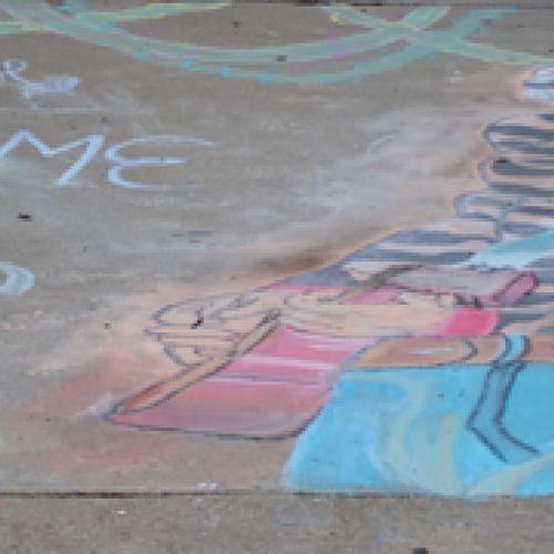 Homecoming Chalk Art and Banners